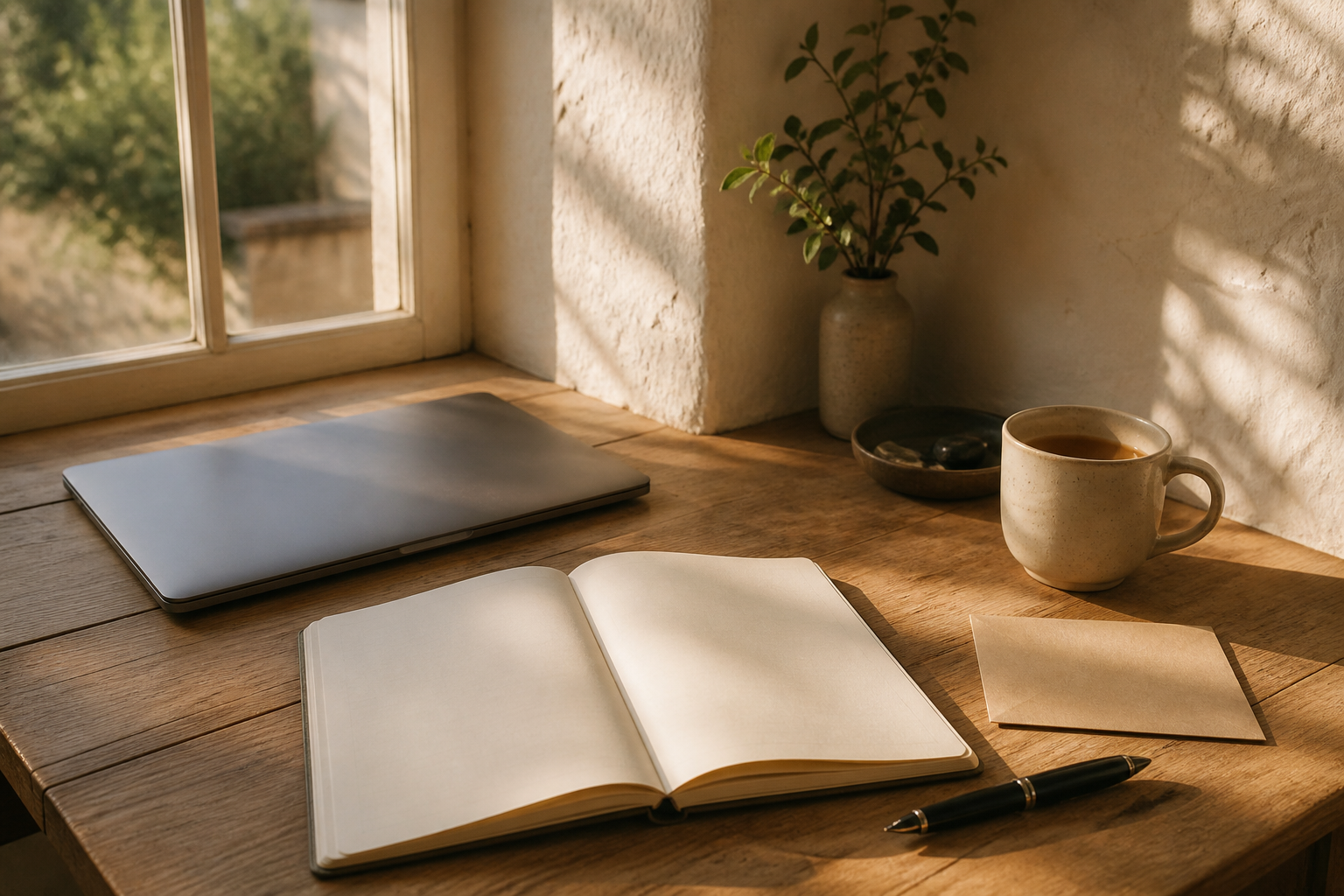 A quiet desk — the kind of place a careful reply is written
